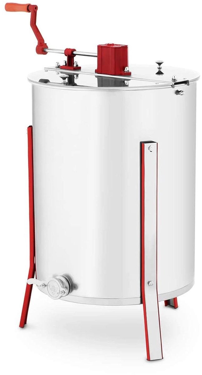Honing Extractor - Tangentiële Slinger - Honing Snel Scheiden - Hand Aangedreven - 4 Frames - Zilver