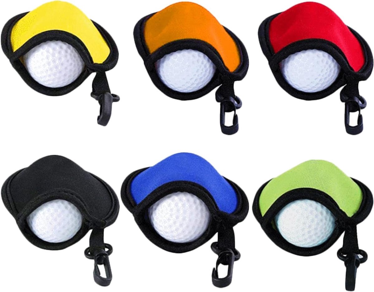 Dailygoods- Golfbalwaszak 6-Pack - Waterdichte Tas - Waszak met Karabijnhaak - Golfbal Cleaner - Ideaal Cadeau voor Golfliefhebbers - Klein Formaat - Golfbalreiniger