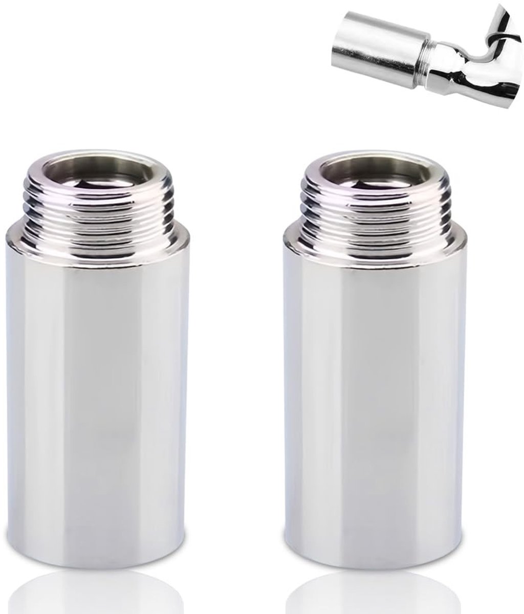 Dailygoods- Kraanverlenging 1/2 inch - 70 mm Roestvrij Staal - 2 Stuks - DN15 Schroefdraadverlenging - Drukbestendig - Lange Levensduur - Verlengfitting
