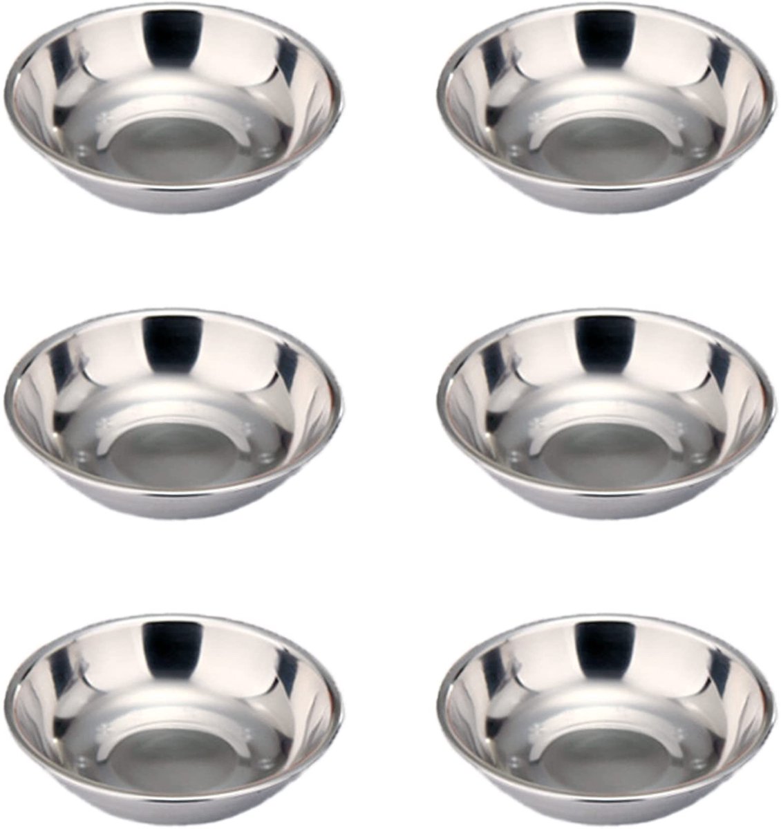 Dailygoods- Dipkommen 6 Stuks - Roestvrij Stalen Snackkommen - Mini Sauskommen - Vaatwasmachinebestendig - Ruimtebesparend - 8 x 1,6 cm - Sauzenkom