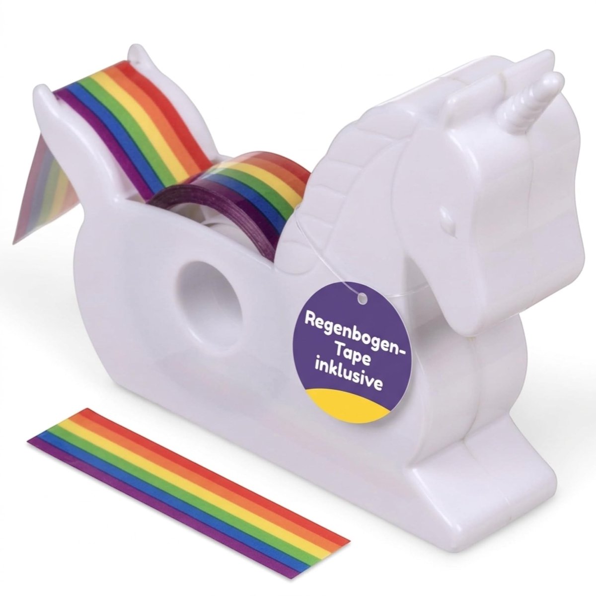 Dailygoods- Tape Dispenser Magisch - Plakbandhouder - Verpakkingstape - Kantoor Accessoires - Creatief Knutselen - Wit Kunststof 10 x 9 x 3 cm - Kantooraccessoire
