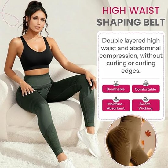 Anti-cellulitis-leggings - sportlegging voor dames - lange compressielegging billen push-up hoge taille ondoorzichtig - yoga pilates sportbroek - 1 stuk-Sportbroek -Nieuwe kleur gekleurd blauw - XXXL — afbeelding 2