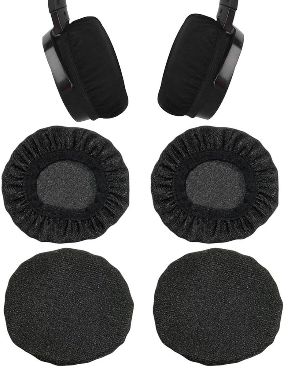 Set van 4 rekbare wasbare hoofdtelefoonbeschermhoezen van gebreid materiaal, diameter 9 cm, voor optimale bescherming van oorkussens en compatibiliteit met de meeste hoofdtelefoons