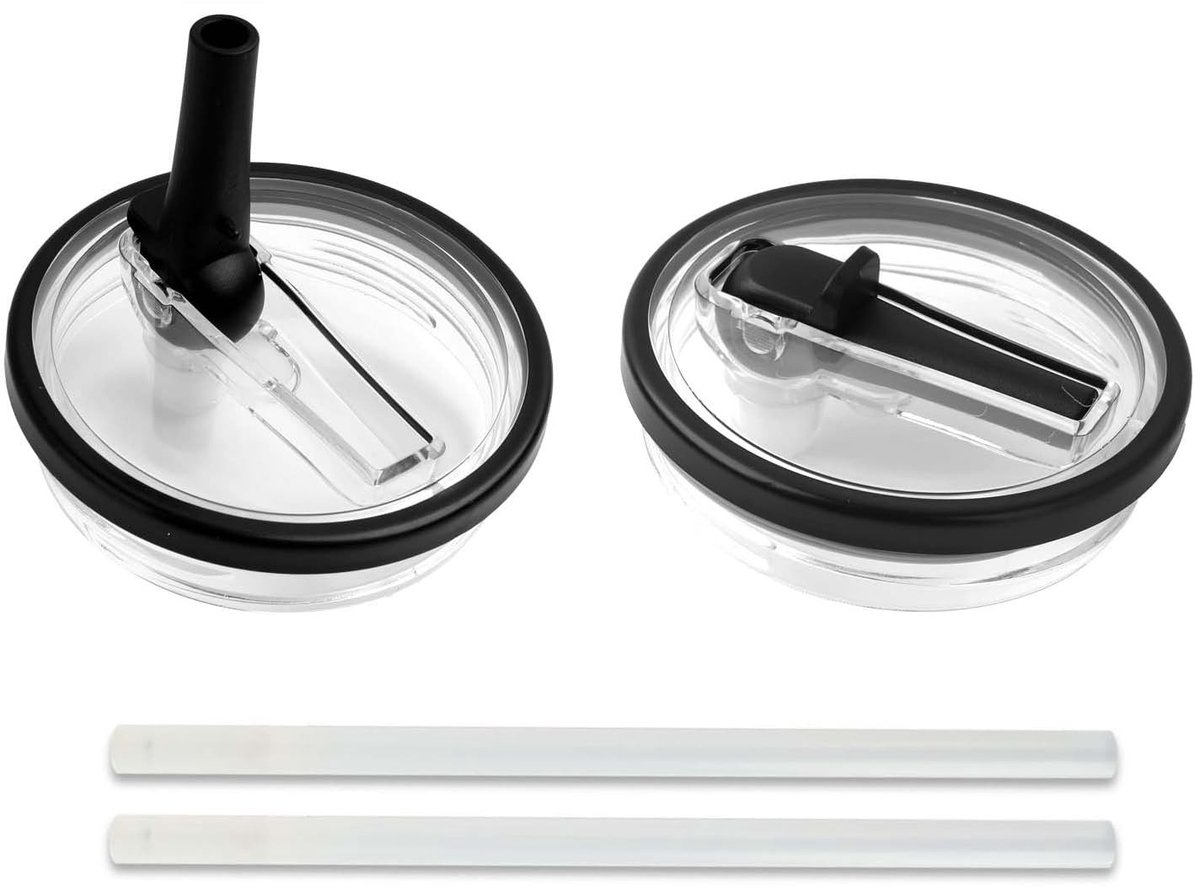 LIVIA HOME- Klapdeksel Lekvrij - 2 Stuks - Herbruikbare Rietjes - Bekeraccessoires - Geschikt voor 40oz Beker - Gemakkelijk te Reinigen - Bekerdeksel