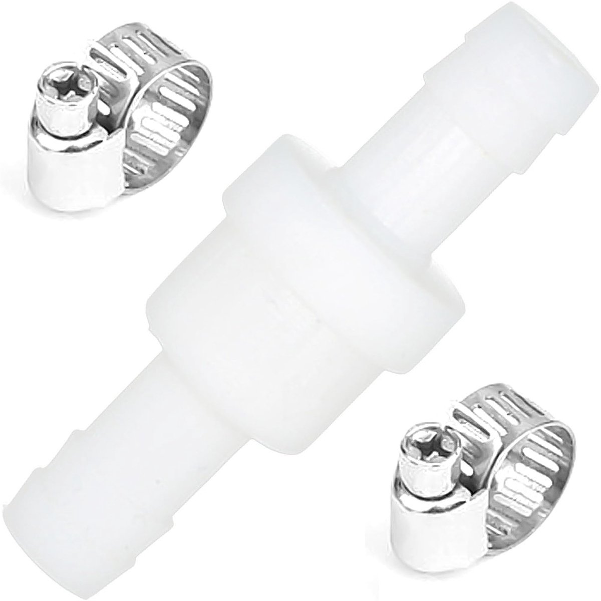SOUQONE- Terugslagventiel 10 mm - Inline Ventiel - Slangklemmen - Hittebestendig Kunststof - Corrosiebestendig Roestvrij Staal - Voor Water/Gas - Afvoerventiel