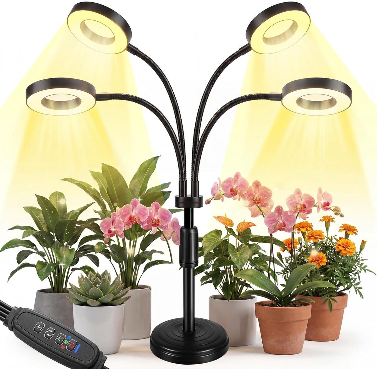 Plantenlamp LED - Kweeklamp Volledig Spectrum - Planten Verzorgen - Flexibele Zwanenhals - 100 LEDs - Zwart