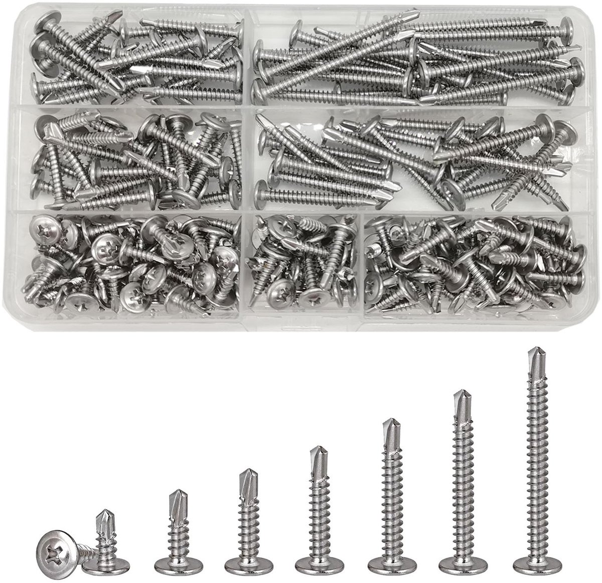 Dailygoods- Zelfborende Schroeven 200 Stuks - Roestvrij Staal - M4.2 Ronde Hoofd - Schroeven Assortiment - Voor Metaal - Eenvoudig te Installeren
