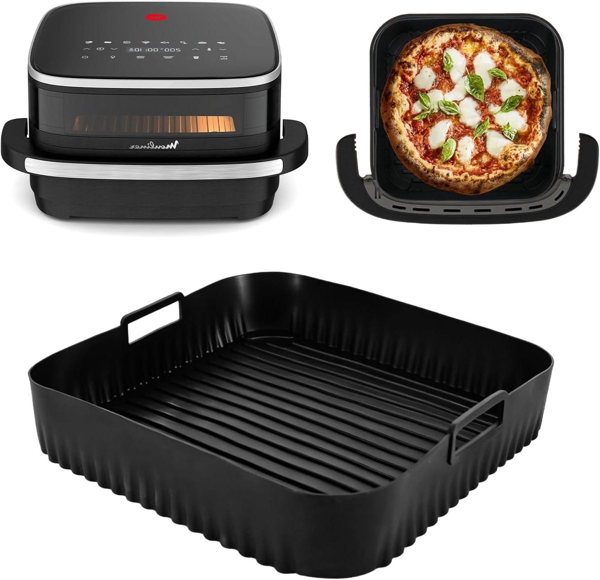 Bakvorm Airfryer - Silicone Bakgerei - Lekker Koken - Hittebestendig Materiaal - 18x13 cm - Zwart