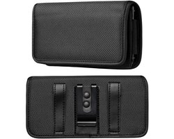 Riem Holster Hoesje Nylon - Universeel Telefoonhoesje Holster 5.5 inch Hoesje Geschikt Voor iPhone 17e / 16e / 13 / 13 Pro / SE24 / Samsung S24 / S25 / 23 / S23 FE / S21 FE - Zwart