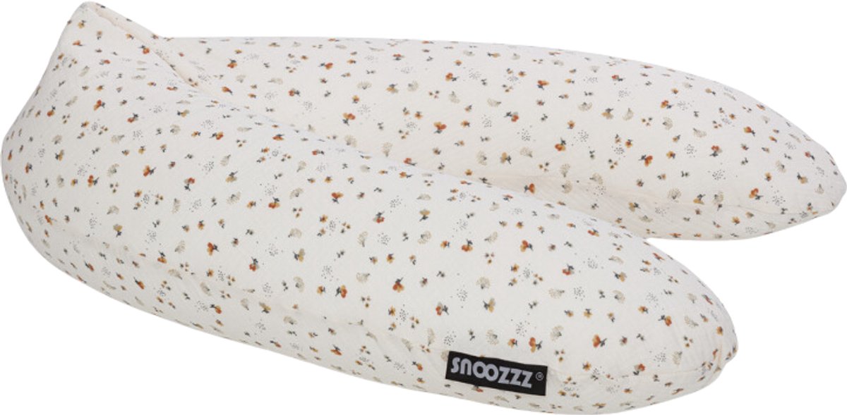 Snoozzz Voedingskussenhoes - Hoes voor voedingskussen zwangerschapskussen - 185 cm - 100% katoen - Flower