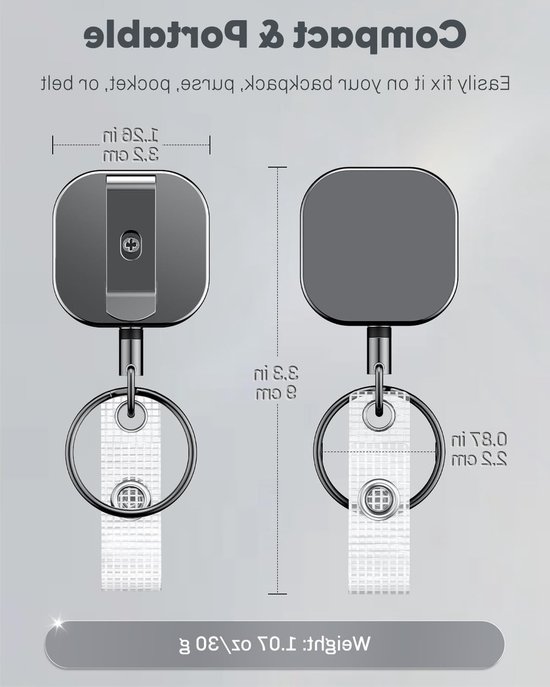 Set van 2 Sterke Metalen Retractable Badge Reel voor Badgehouders, Sleutelhangers en Kantooraccessoires met 60cm Nylon Koord en Clip — afbeelding 5