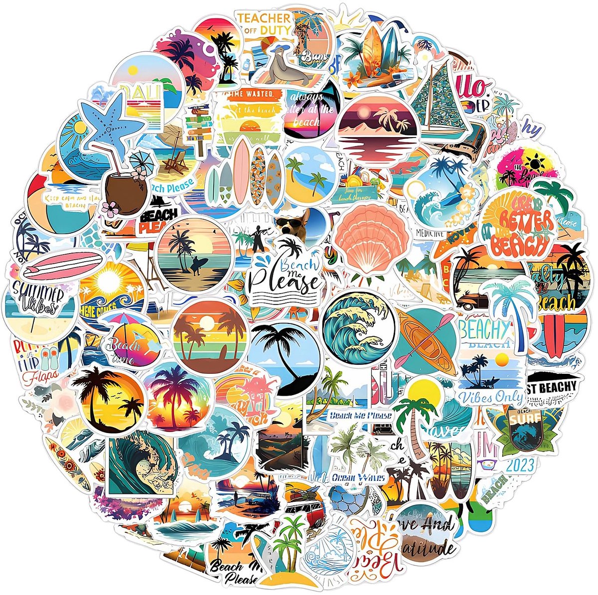 Waterdichte Vinyl Stickers - Dailygoods- Strandstickers 120 stuks