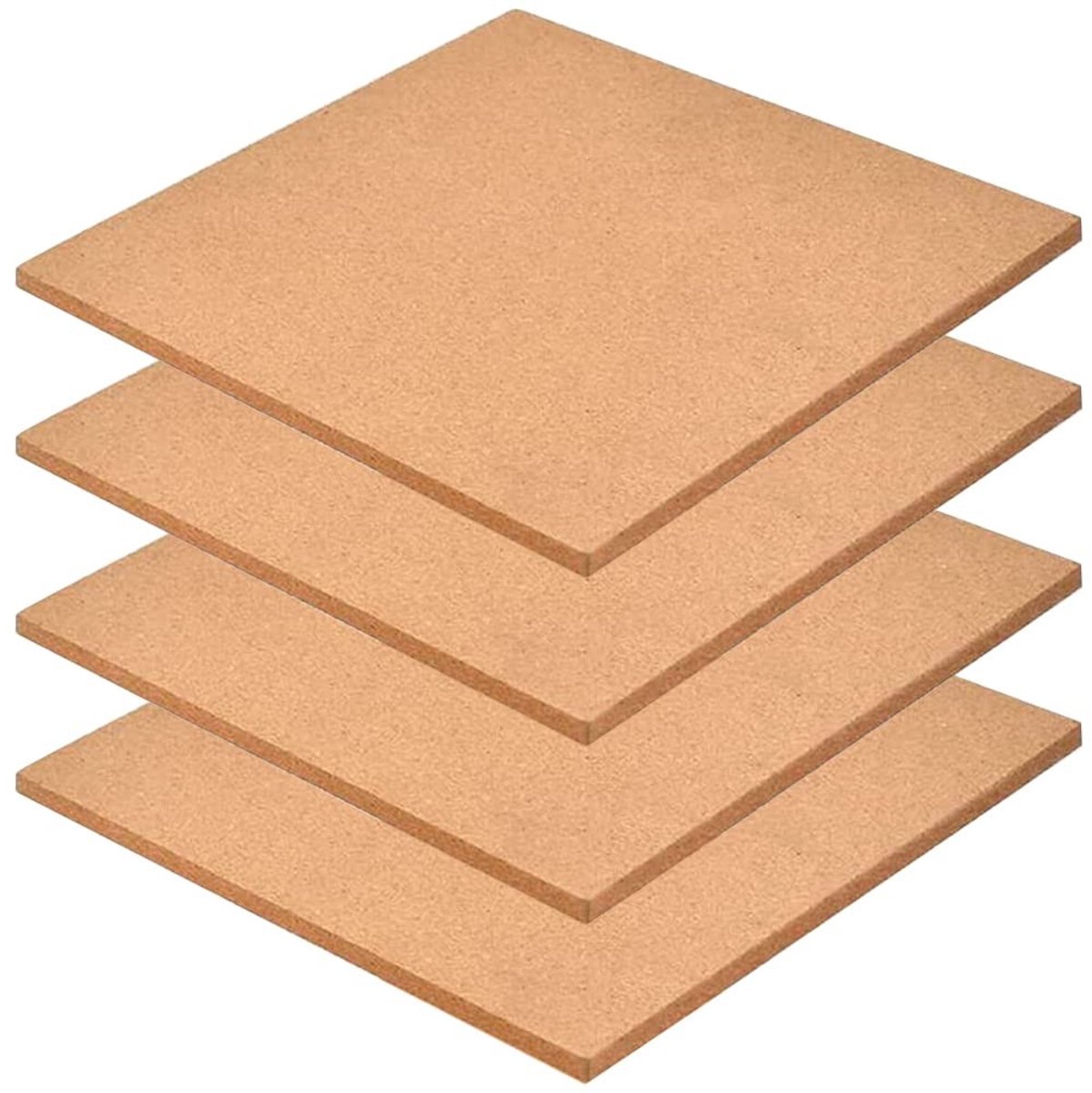 Dailygoods- Kurkplaten 30 x 30 cm - 4 stuks - Zelfklevende Kurk - Prikbord - Woondecoratie - Geluidsdicht en Vochtbestendig