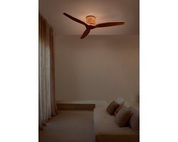 CREATE - Plafondventilator stil 40W (Ø132cm) - Sfeerlicht LED - Afstandsbediening - 6 snelheden - Programmeerbaar - WIND CALM CUSTOM RATTAN