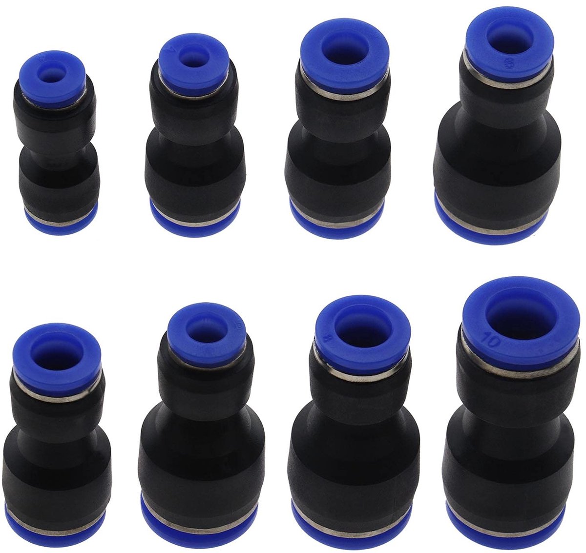 Dailygoods - Pneumatische Drukknoppen - 24 Stuks Adapter - Kunststof - Blauw - Voor Lucht- en Waterleidingen - Snelontgrendeling