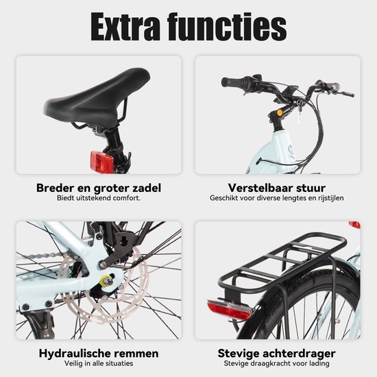 HILAND Overstreet E-Bike Dames - 28 inch - Hydraulische Schijfremmen - 3 Speed Naafversnelling - 250W - 10.4Ah Accu - Lage Instap van Hiland — afbeelding 5