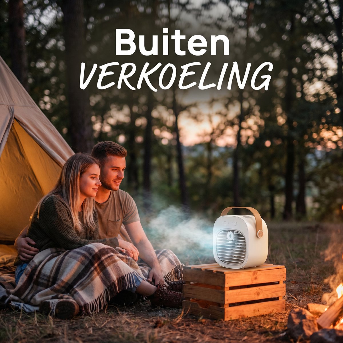 carmdering -Mini airco-kleine airco-4000mAh oplaadbare persoonlijke luchtkoeler-Mini-airconditioner met 3 snelheden - mini aircooler met water-Stille desktopkoelventilator voor thuis, slaapkamer, reizen, kantoor, buiten en binnen - Wit — afbeelding 2