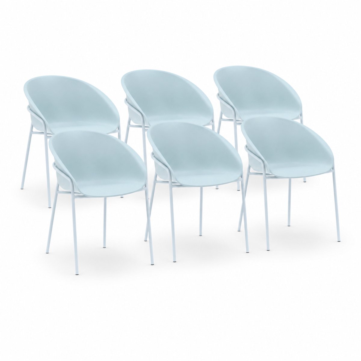DS4U® - Ella stoel - Set van 6 - Lichtblauw - Kunststof - Weerbestendig