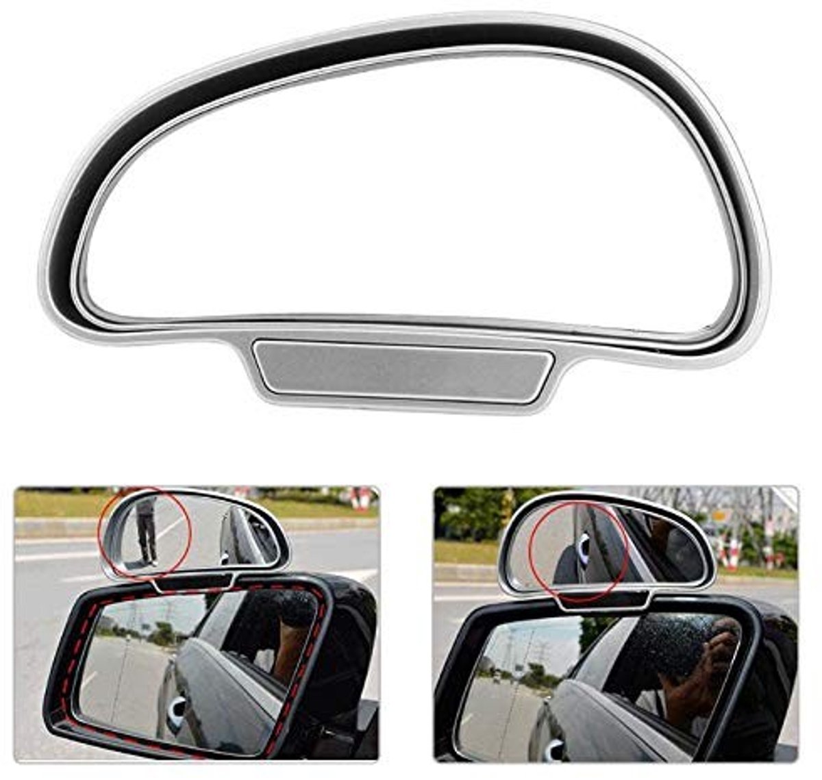 Dailygoods- Hoekspiegel 360 Graden Verstelbaar - Dode Hoek Spiegel - Blinde Vlek Mirror - Verkeersveiligheid - Hoogwaardig ABS - Zilver - Blindehoekspiegel
