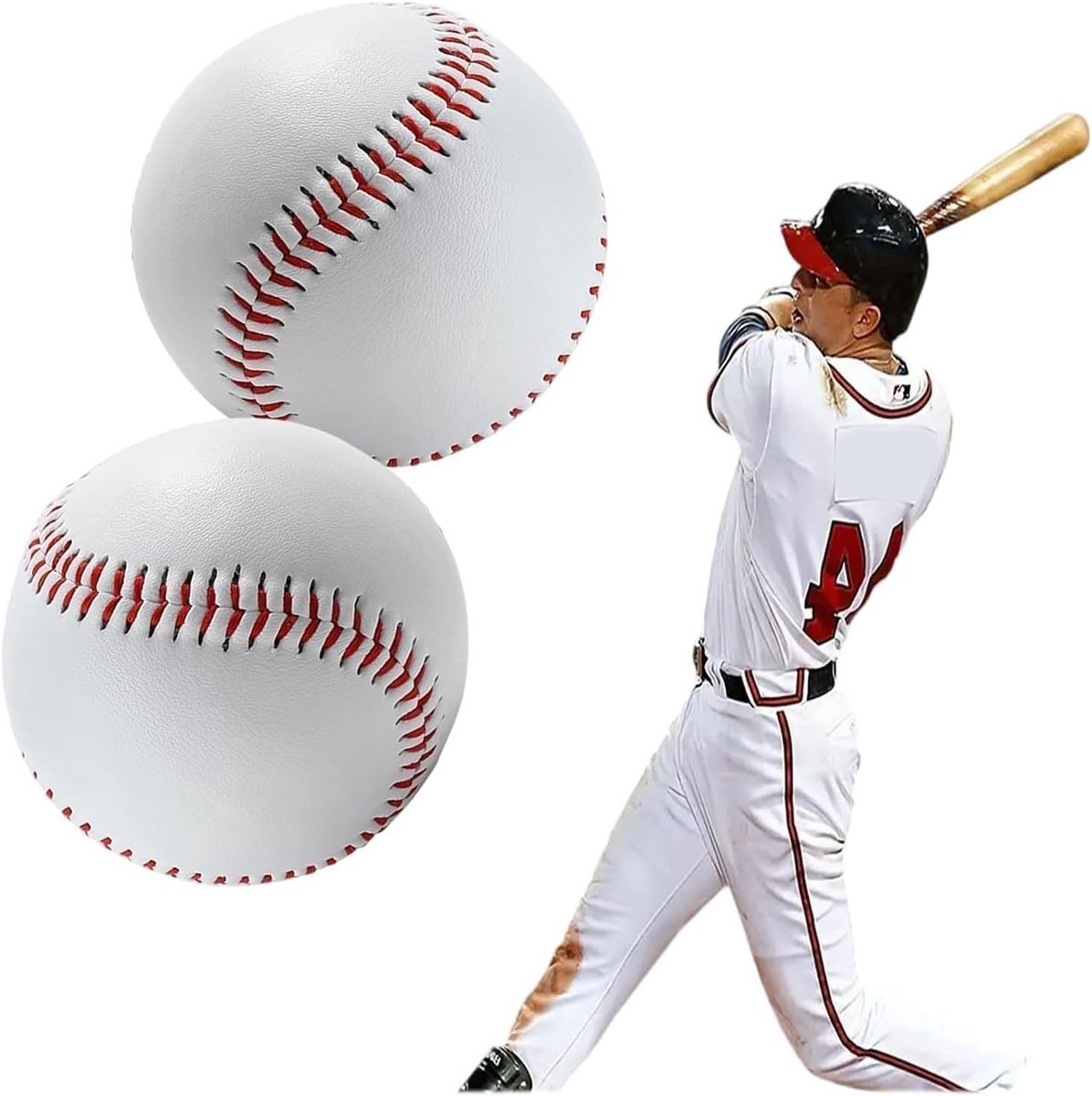 Set van 2 Handgenaaide Zachte Baseballs van 9 Inch voor Training en Recreatief Gebruik voor Volwassenen en Jongeren