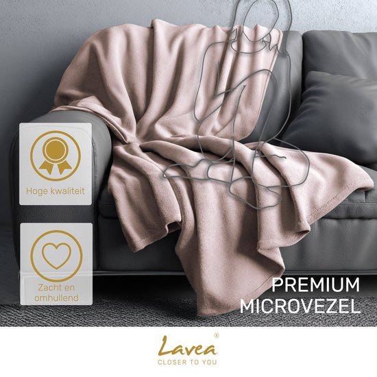 Lavea® Fleece Deken 270x240 cm – King Size, Zacht – Warme Knuffeldeken van Pluizige Microvezel voor Bank en Bed, Ademend en Wasbaar – Poederroze
