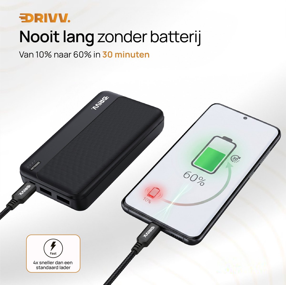 Drivv. Powerbank 20000 mAh Zwart - afbeelding 3