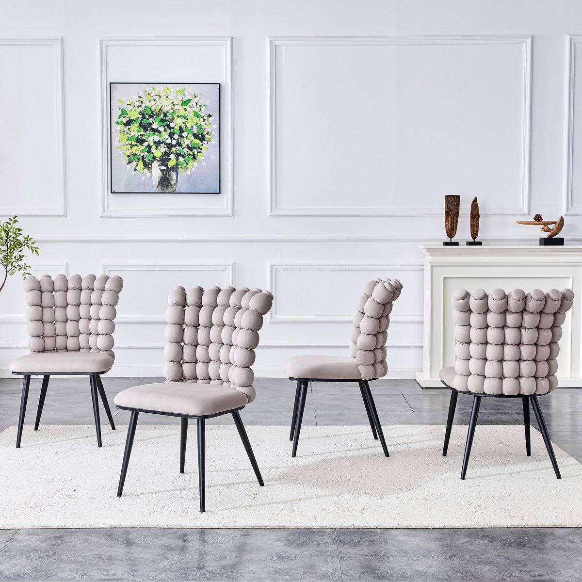 REDOM Eetkamerstoelen Set Van 2 - Met Rugleuning - Modern Minimalistisch - Voor Eetkamer Of Woonkamer - Fluweel En Metaal - Lichtgrijs