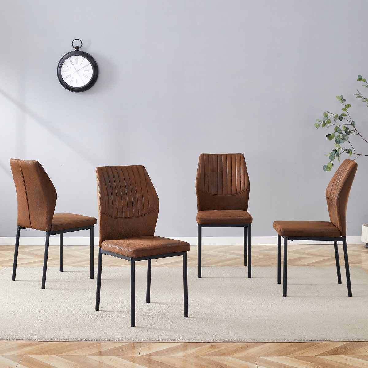 REDOM Eetkamerstoelen Set Van 4 - Gestoffeerd En Onderhoudsvriendelijk - Modern - Metaal -