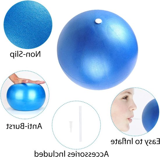 Set van 2 Zachte Pilates Ballen, Antiburst Oefenballen van 23 cm voor Pilates, Yoga en Fysiotherapie Thuis of in de Sportschool, Blauw en Paars — afbeelding 3