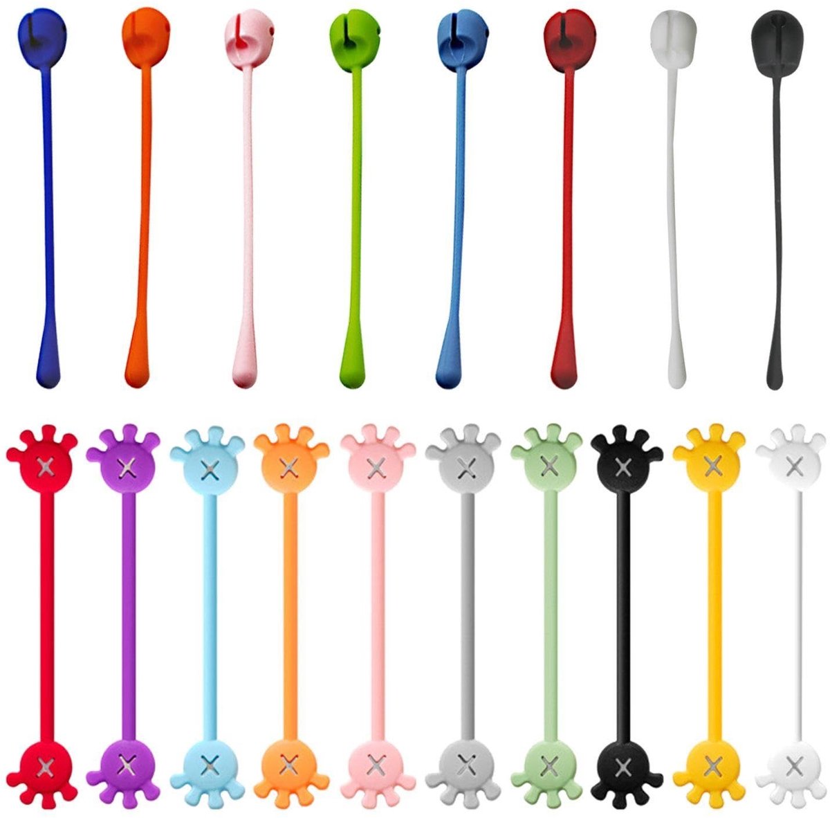 Dailygoods- Kabelhandler 10-Delige Set - Magnetische Kabelbevestiging - Kabelorganisator - Siliconen - Geschikt Voor Hoofdtelefoons - 12x2,2x0,5 cm - Kabelorganizer