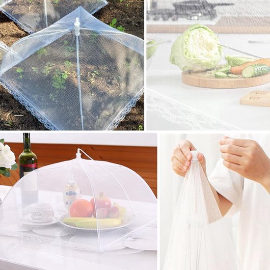 Daity 2 Stuks Vliegenkap - Opvouwbare Voedselhoes - Outdoor Mesh Food Covers - 12 Inch Fijn Vliegennet voor Fruit - voor Buiten Picknick、Feest - Wit — afbeelding 5