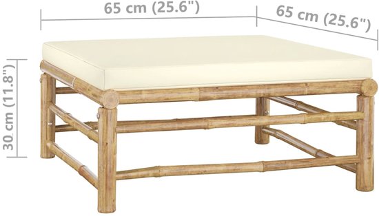 vidaXL - 5-delige - Loungeset - met - crèmewitte - kussens - bamboe