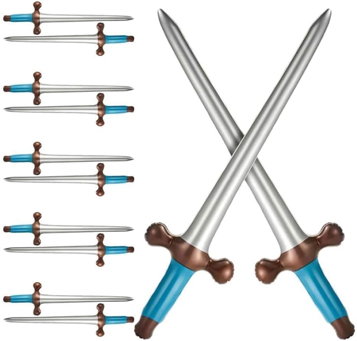 Opblaasbare Zwaarden Set van 10 Stuks - 60 cm Lange Speelgoed Zwaarden voor Piratenfeesten, Verjaardagen en Halloween Kostuums