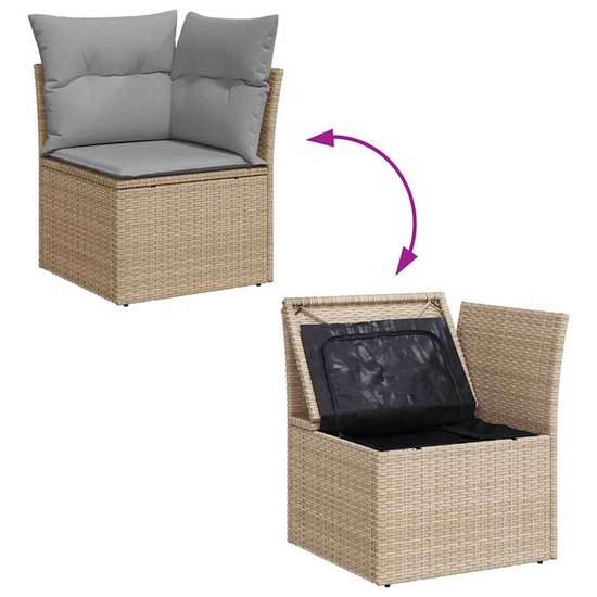vidaXL - Tuinbank - Set - 8 - st - Beige - Poly - rattan