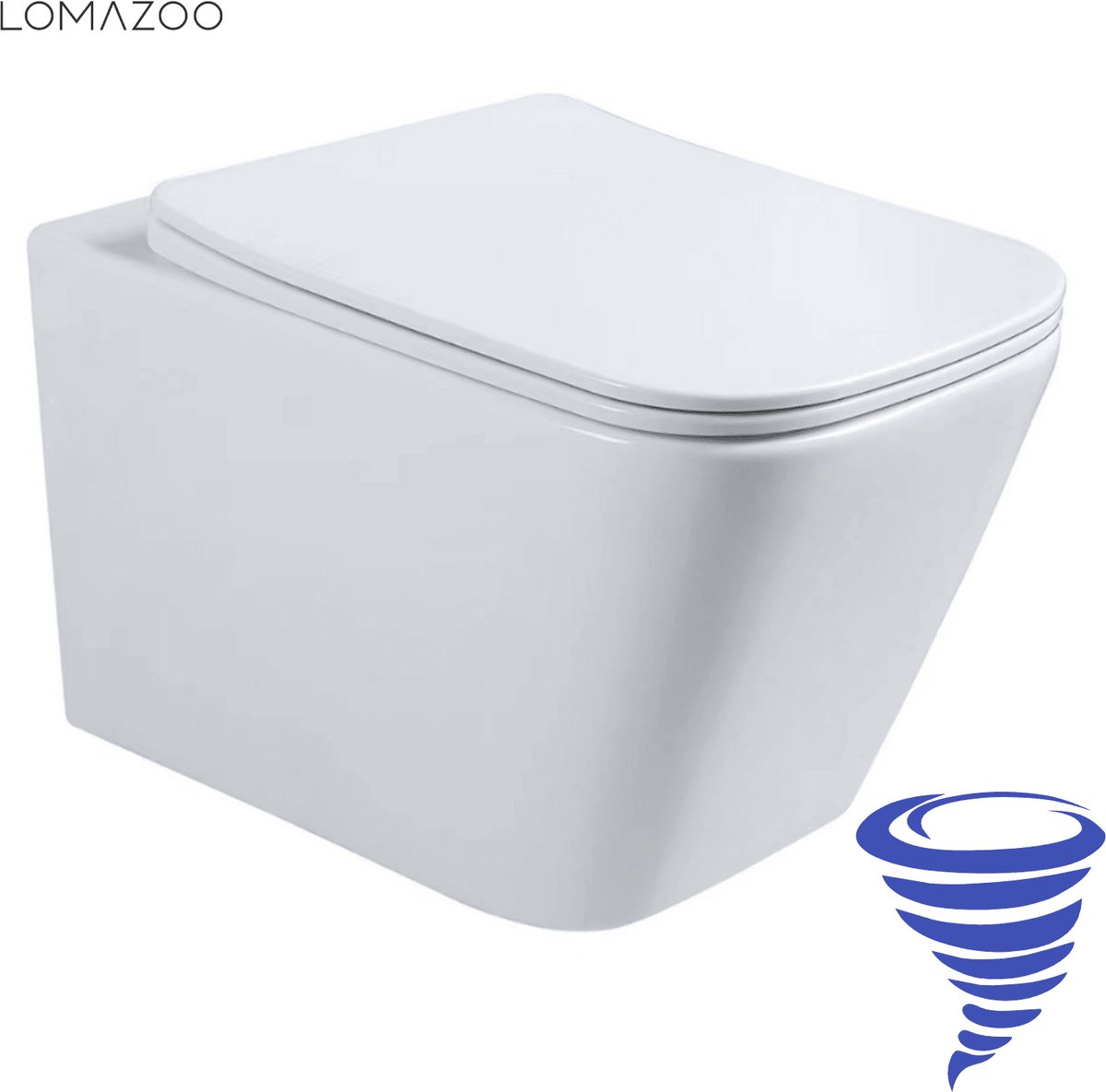 LOMAZOO LINEA Hangend Toilet - Wit - Vierkant