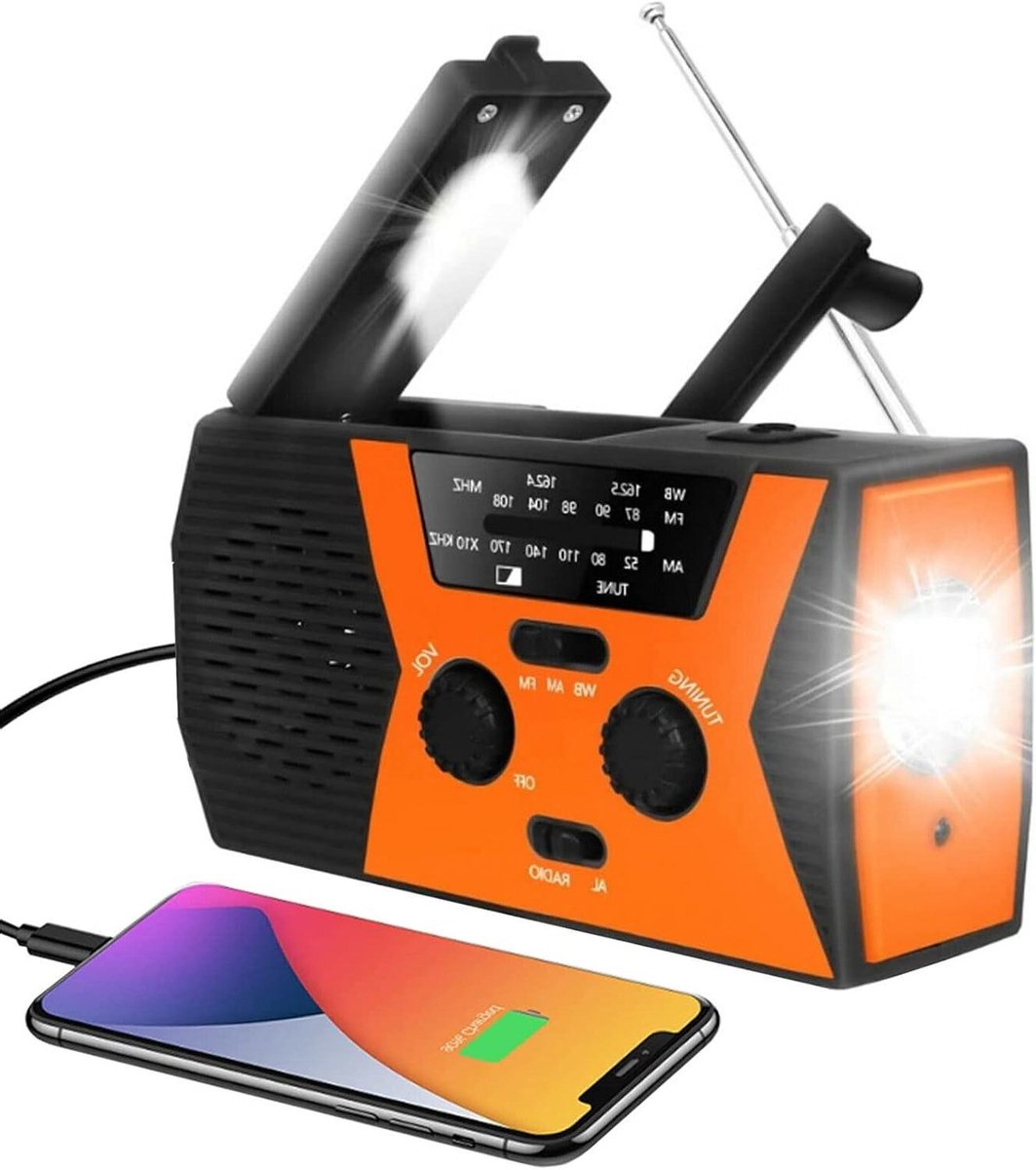 Weer Radio - Noodradio Ontvanger - Noodsituaties Luisteren - Ingebouwde Zaklamp - Compact Formaat - Zwart
