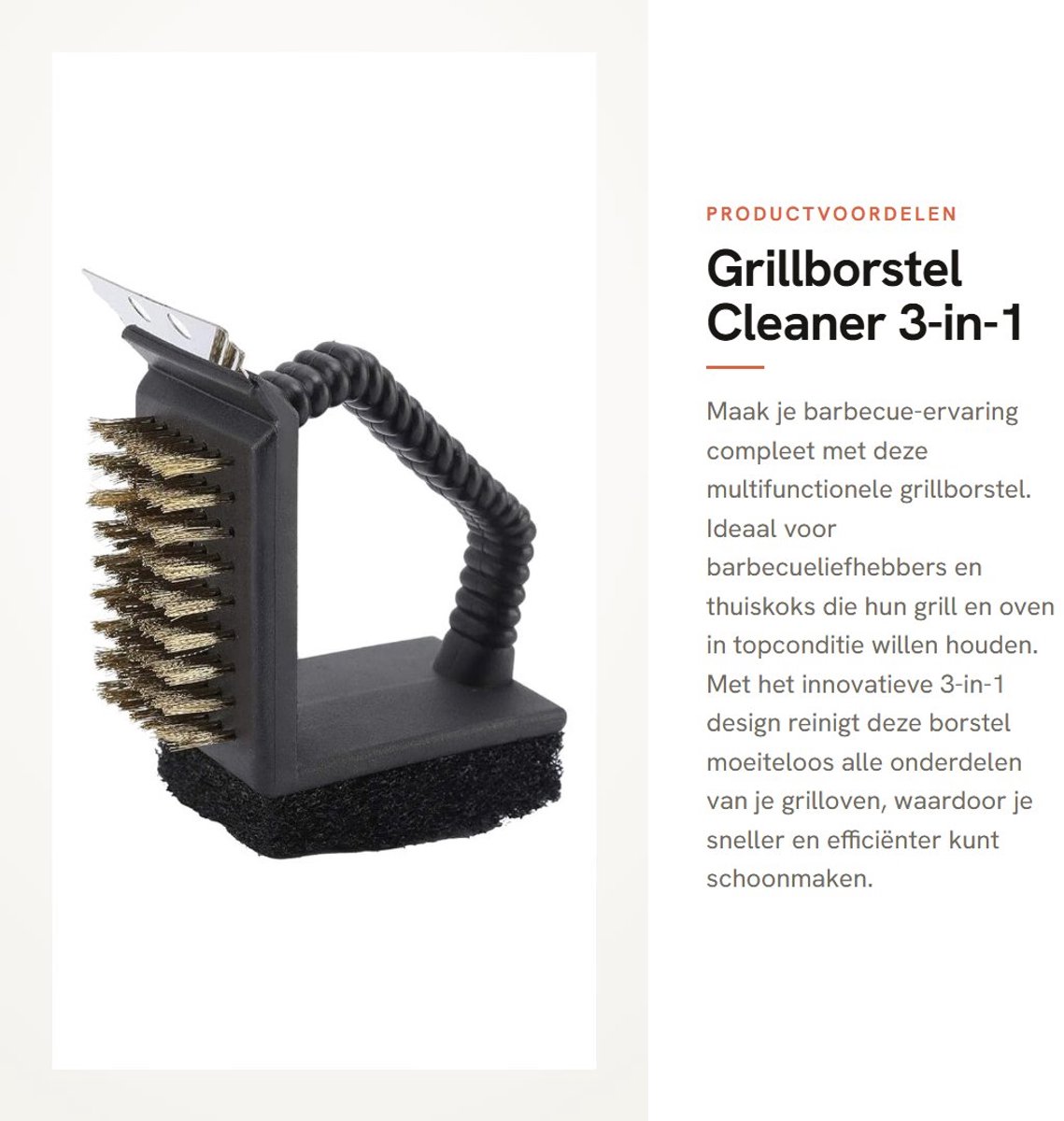 Dailygoods- Grillborstel 3-in-1 Design - Roestvrij Staal - Reinigingsset voor Grill/Oven - Veilig Handvat - Geschikt voor Gas/Kolenovens - Efficiënt Schoonmaken - Barbecueborstel