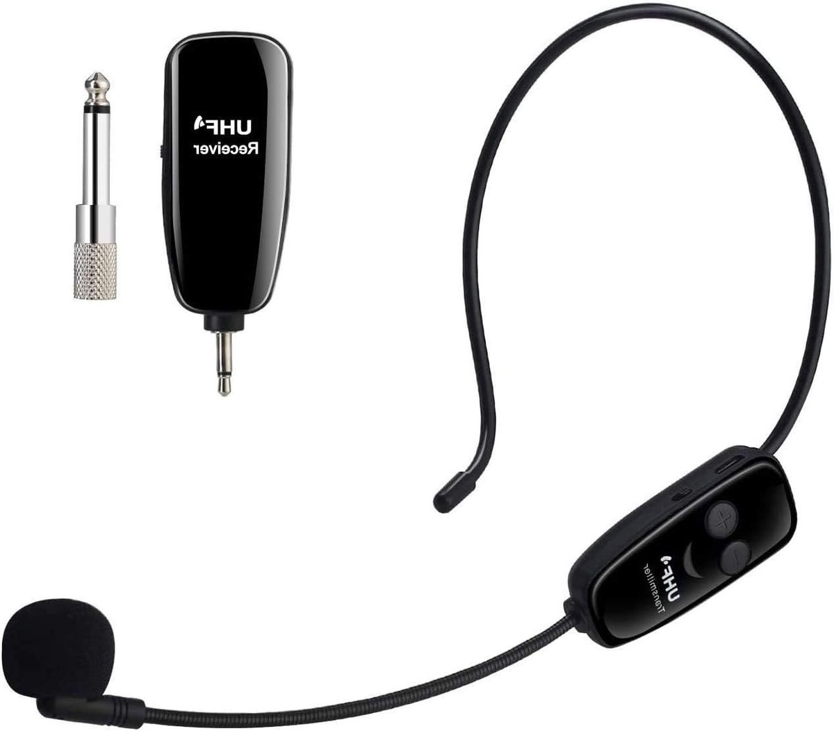 Professionele Draadloze UHF Microfoon met Oplaadbare Headset en Ontvanger voor Stemversterking en Presentaties