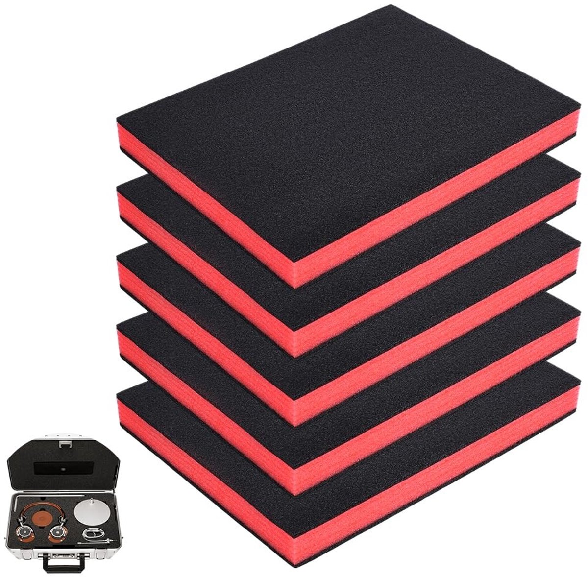 Dailygoods- Polyurethaanschuimkussentjes 5 Stuks - Snijdbaar - Kofferopvulling - Verpakkingsvulling - Knutselen - 40 x 30 x 3,7 cm - Schuimvulling