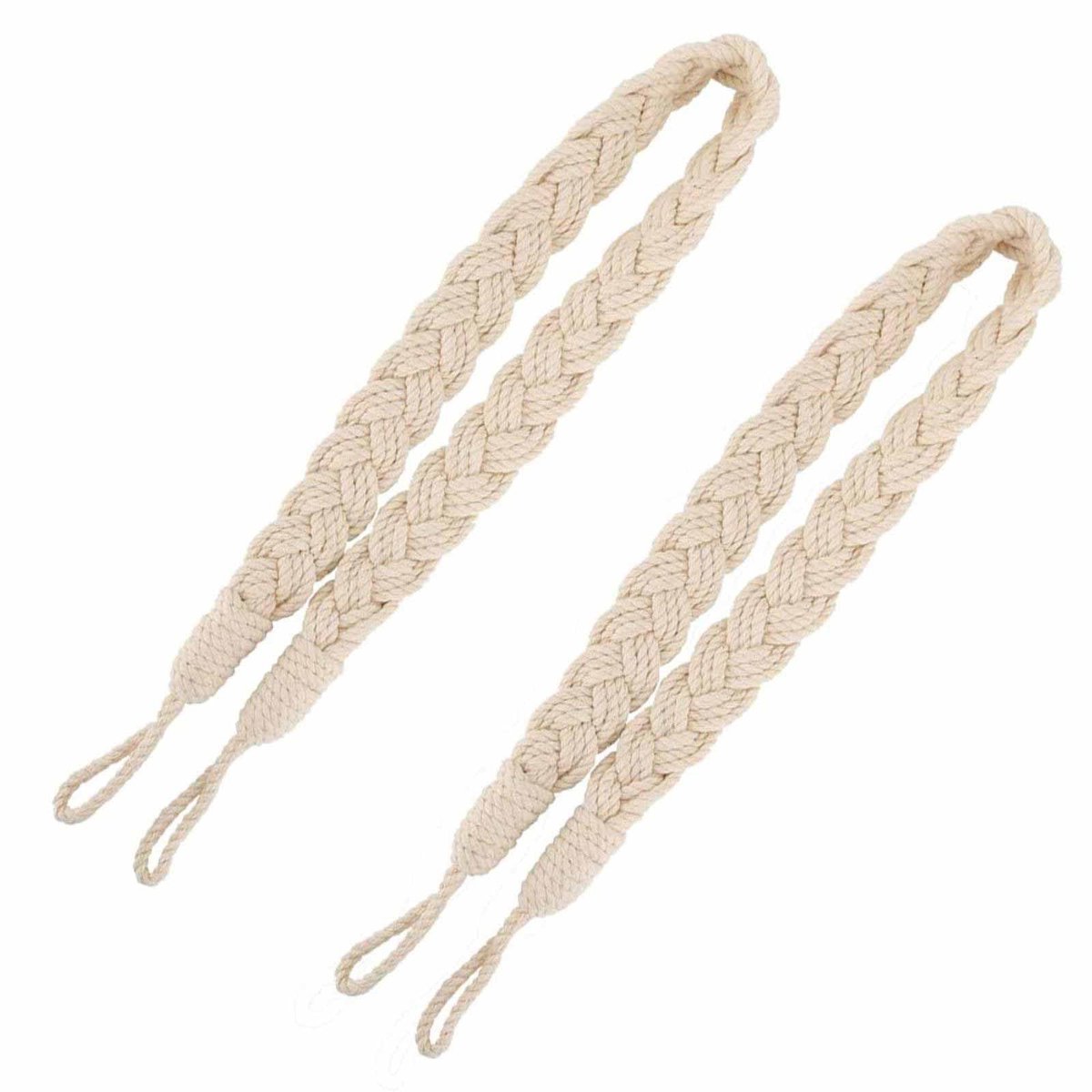 Dailygoods- Gordijn Tiebacks Natuurlijke Katoen - Decoratieve Gordijnbinder - Gevlochten Gordijntouw - Boho Gordijn Ties - Handgebreid - Elegante Beige Kleur - Gordijnbinders