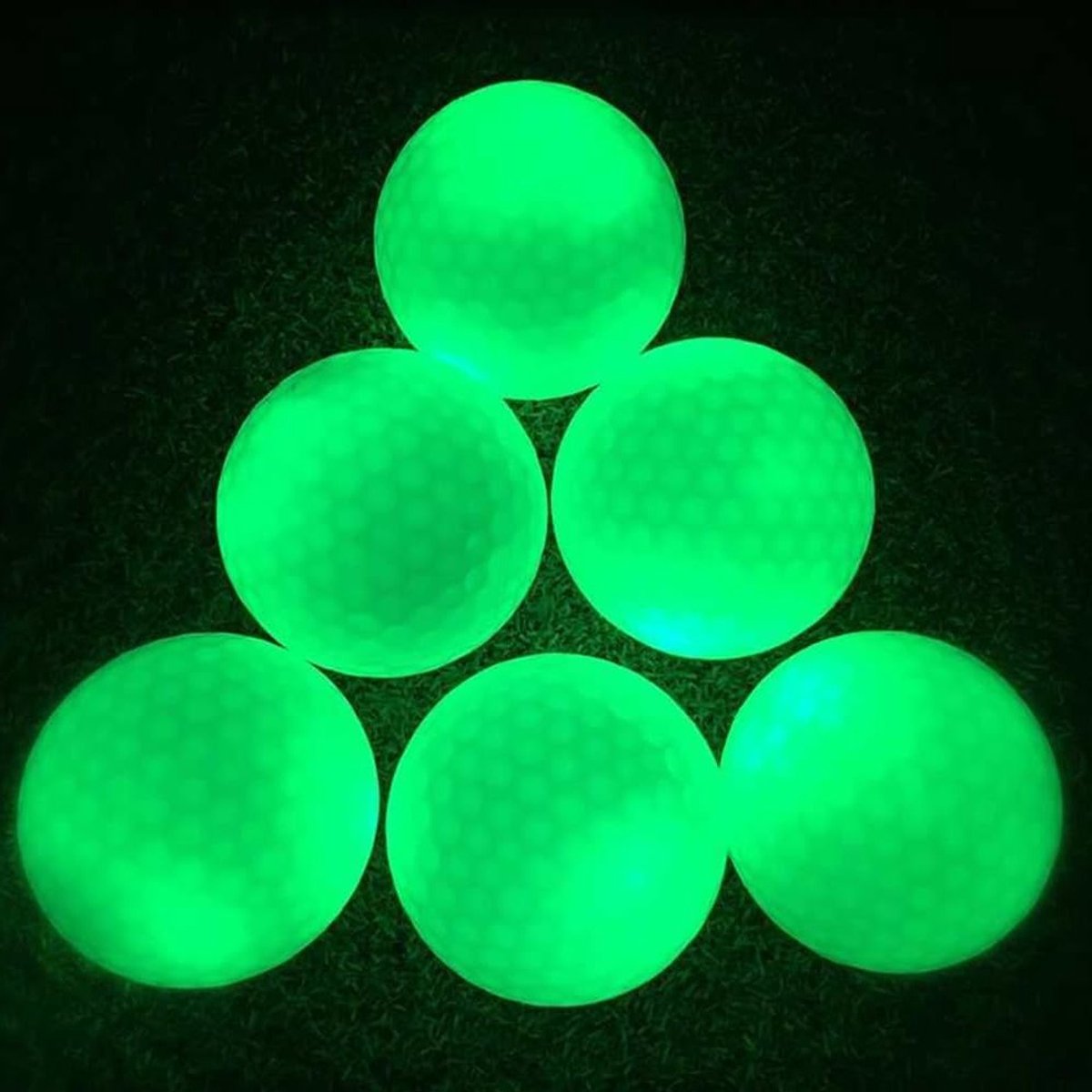 Set van 6 Verlichte Golfballonnen - LED Golfballen voor Langdurige Nachtelijke Activiteiten en Buiten Sporten (Groen)