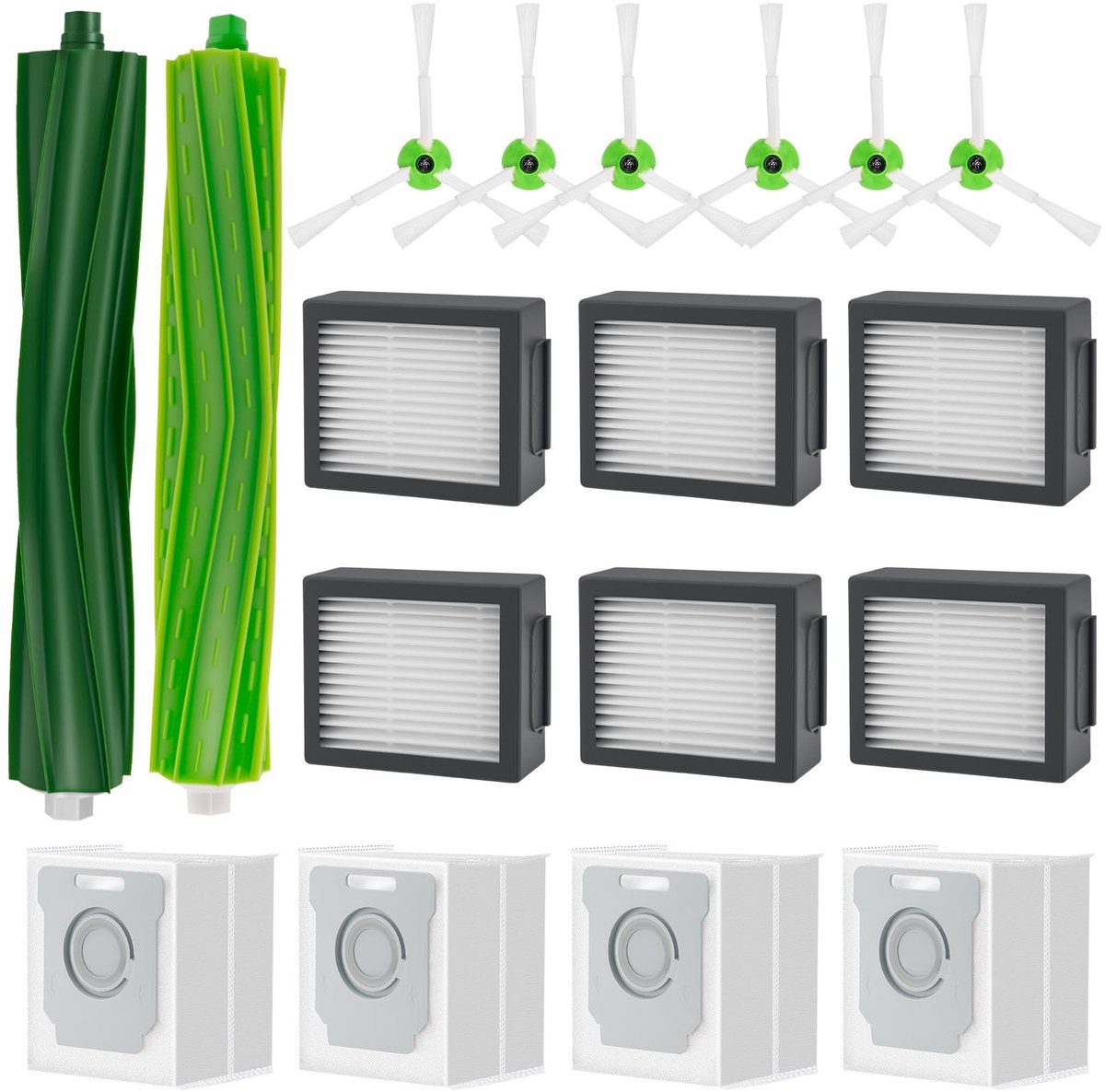 Dailygoods- Stofzuigeronderdelen 18 stuks - Hoofdborstels/zijborstels - Hepa-filters/stofzakken - Duurzaam materiaal - Voor Roomba Combo I5/J5 - Optimale prestaties. - Stofzuigeraccessoires