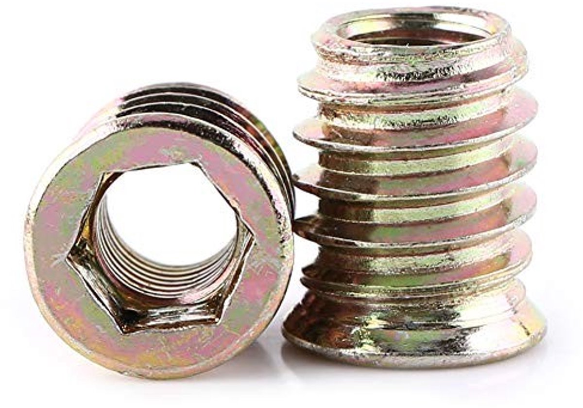JHUBERS- Kophulzen 20 stuks - Zeshoekige Krimpmoeren - Holle Schroefafdruk - Koolstofstaal - Schroefdraad voor Houten Meubels - M8 x 17 mm - Inlegmoeren