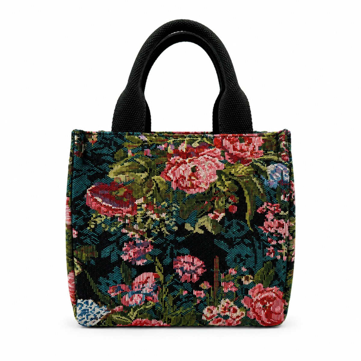 Solier LBS06 - Lunchbox - Thermisch - Zwart met bloemen - Jacquard - Waterafstotend