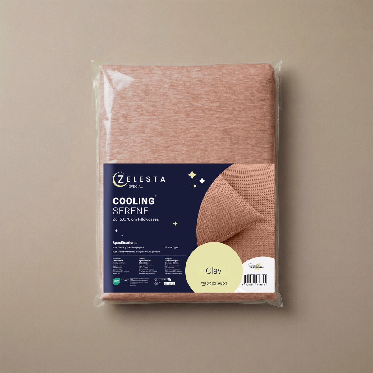 Zelesta Special Cooling Serene Kussensloop set van 2 - Terracottaroze 80x80cm