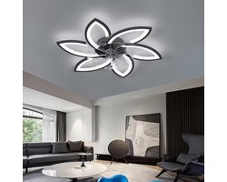 Plafondventilator met verlichting en afstandsbediening, 66W LED, 4600 lumen, dimbaar, 6 snelheden, 78 cm- zwart.