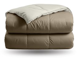 Zelesta Deluxe Duo Dream Taupe & Cream 240x200 - Dekbed zonder overtrek - Eco Cloud vulling - Wasbaar hoesloos dekbed - Vaste overtrek - Percal katoen dekbed - All Year Winterdekbed & Zomerdekbed