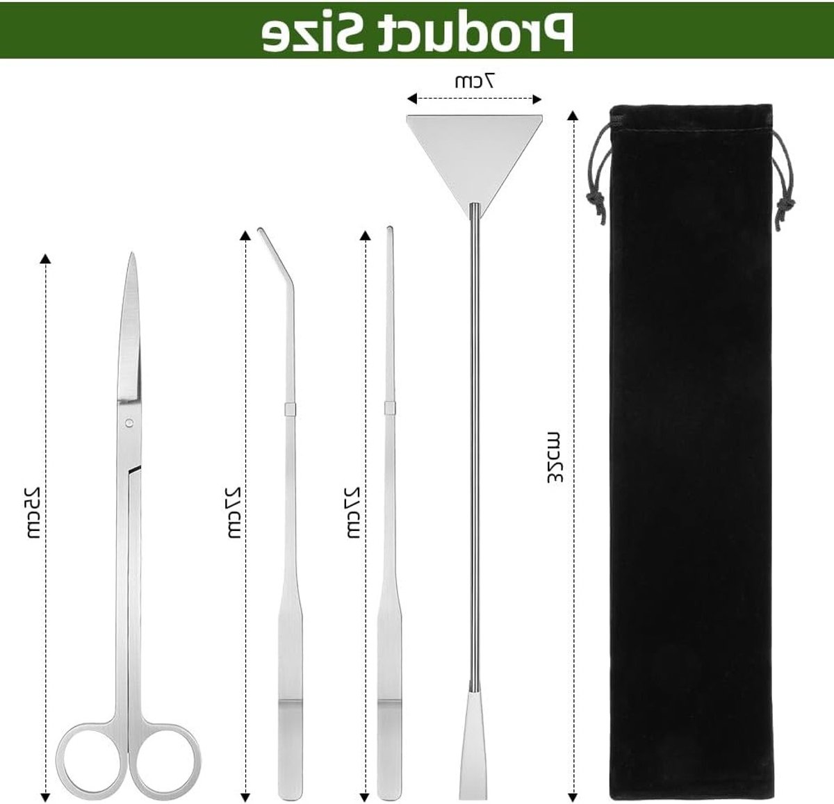Complete Aquarium Tool Set 4 in 1 voor Onderhoud van Waterplanten en Terrarium - RVS Tangen, Scharen en Voedingsklemmen voor Reptielen en Aquatische Planten thumbnail 3
