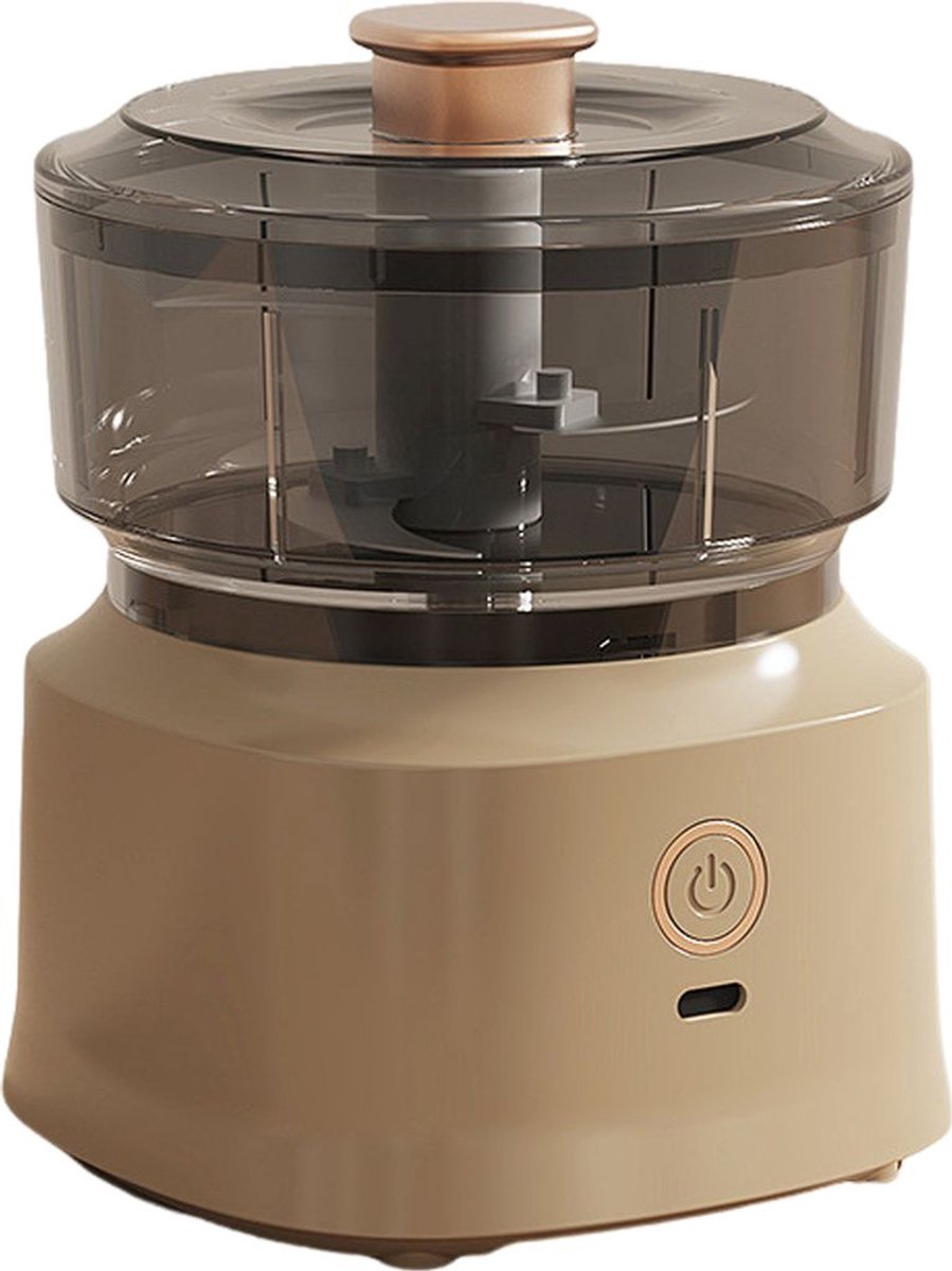 Deze multifunctionele elektrische vleesmolen voor thuisgebruik is voorzien van scherpe messen, een startknop, een afneembare knoflookpers en een mini-foodprocessor.