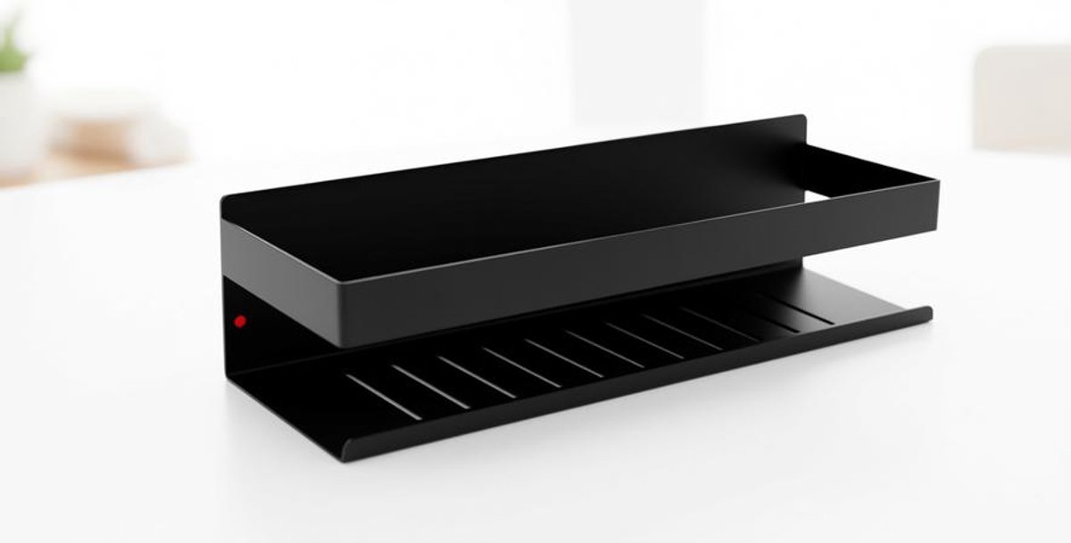 ElleMooi Doucheplank Zonder Boren SUS304 Roestvrijstalen Mat Zwart Wandgemonteerd 30 CM Badkamerplank Zelfklevend voor Badkamer en Keuken